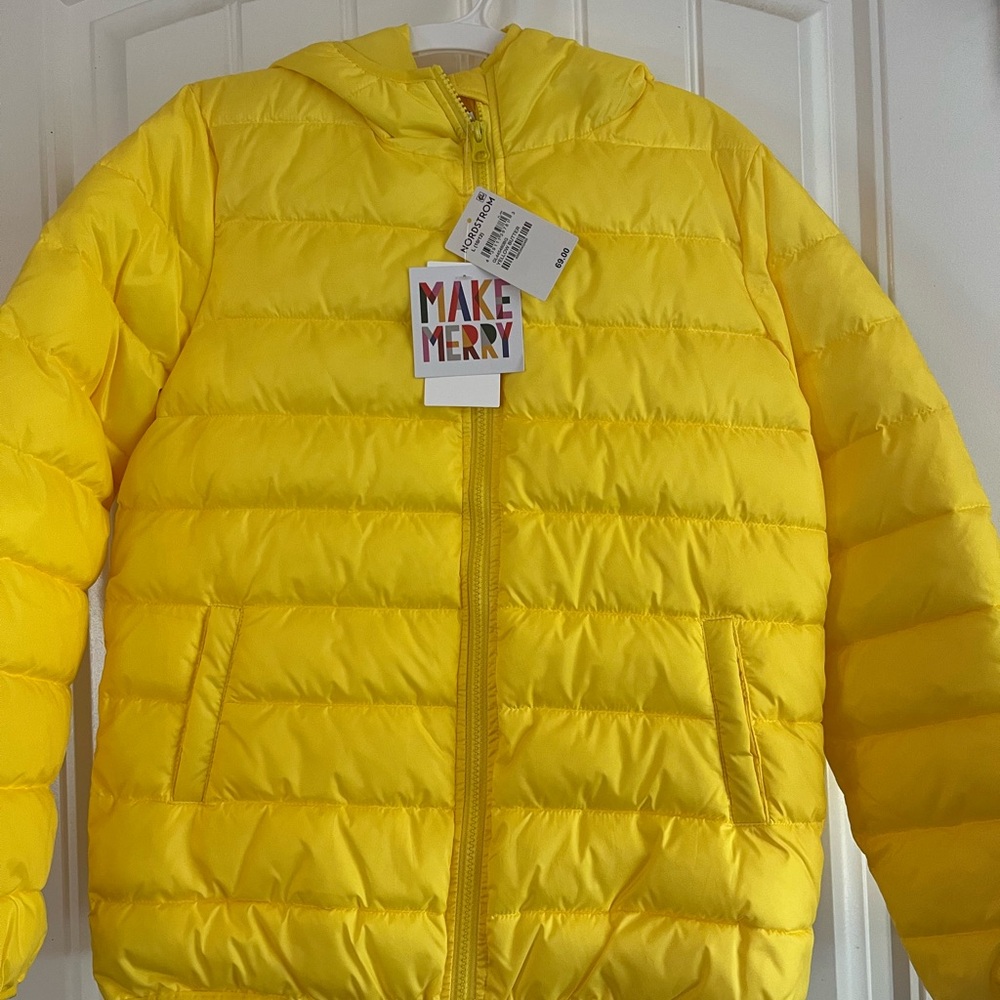 Boy's yellow Nordstrom winter jacket.